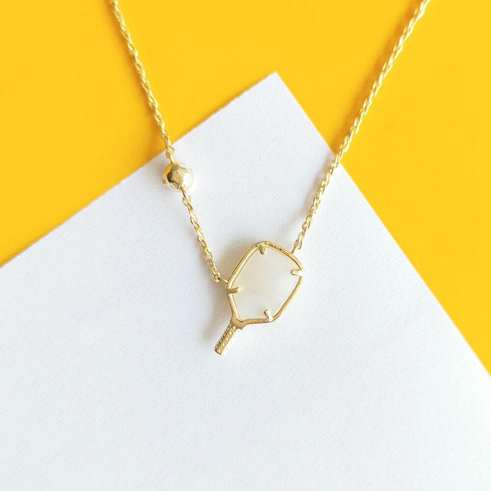 Pickleball Gold Ivory Mother-of-Pearl Necklace by Kendra Scott
